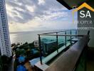 Balcony with sea view in a high-rise apartment