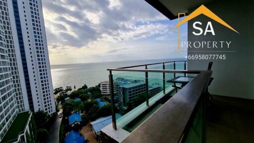 Balcony with sea view in a high-rise apartment