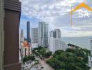 Cityscape view of high-rise buildings near the ocean