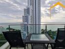 Balcony with a ocean view and city skyline