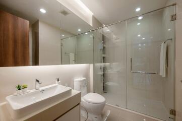 Modern bathroom with glass shower