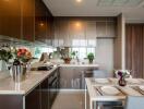 Modern kitchen with dining area