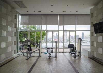 Modern gym with city view