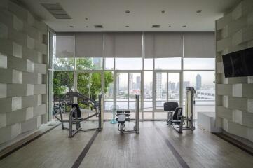 Modern gym with city view