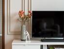 Living room with modern decor and TV