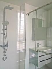 Modern bathroom with shower and sink