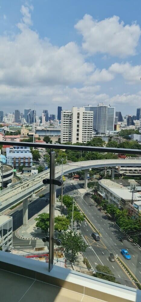 City view from a balcony in a high rise building