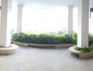 Spacious building lobby with plants