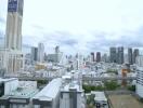 View of city skyline with multiple high-rise buildings