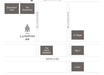 Map showing location of The Lumpini 24 and nearby landmarks