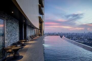 Rooftop infinity pool with city view