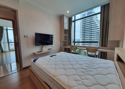 Modern bedroom with city view