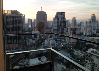 city skyline view from balcony