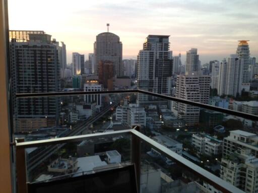 city skyline view from balcony