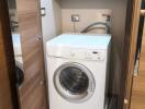 Washing machine in compact laundry space