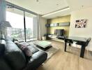 Modern living room with balcony view