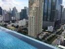 Rooftop pool with city skyline view