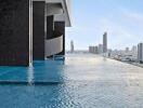 Infinity pool with city skyline view