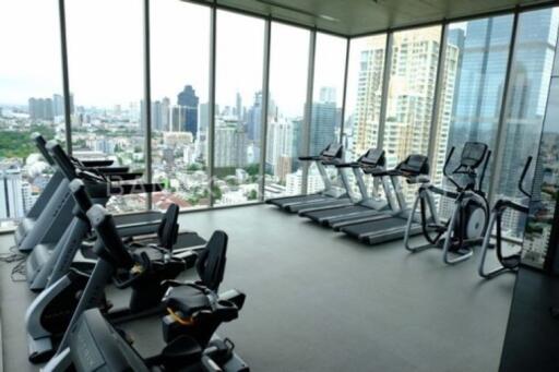 modern fitness center with city view