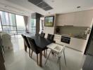 Modern kitchen with dining area