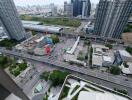 Aerial view of interconnected buildings and urban area