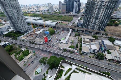 Aerial view of interconnected buildings and urban area