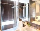 Modern bathroom with glass shower and toilet