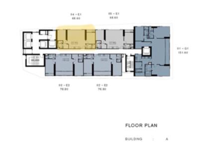 Floor plan of building showing various apartment layouts