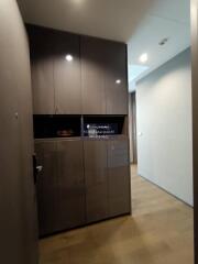 Modern hallway with built-in storage cabinets