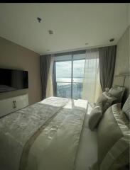 Modern bedroom with ocean view