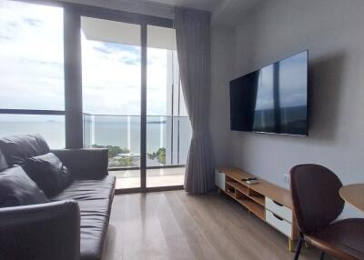 Modern living room with ocean view