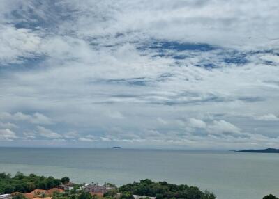 Scenic view of ocean and landscape