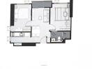 Two-bedroom apartment floor plan, Type D2, 45 SQ.M.