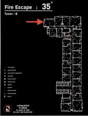 Fire escape plan for floor 35th, Tower B