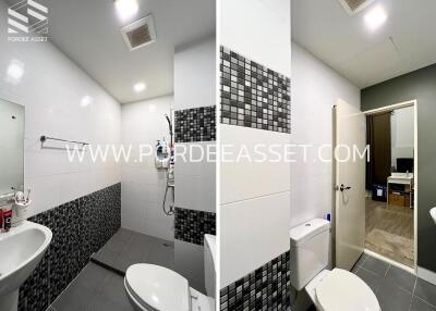 Modern bathroom with shower and toilet