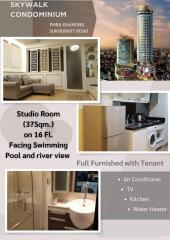 Skywalk Condominium with studio room on 16th floor, fully furnished with tenant, facing swimming pool and river view