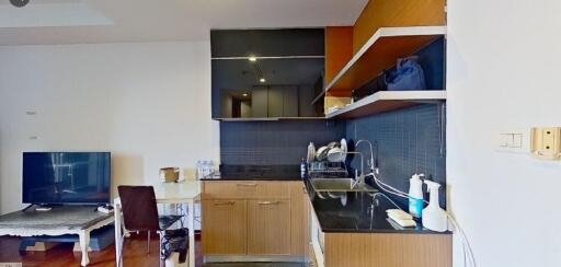 Modern minimalist kitchen with dining area