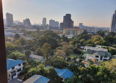 Cityscape view from a balcony