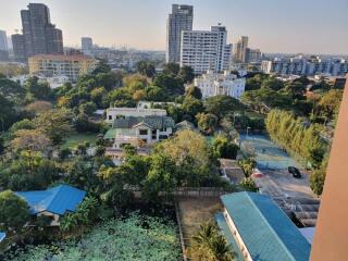 Aerial view of urban area with buildings and greenery