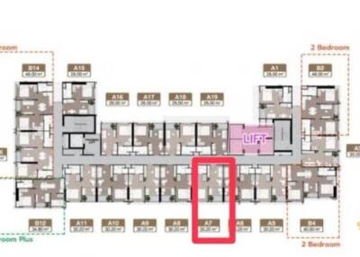 Building floor plan with detailed apartment units and common areas