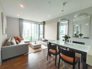 Modern living room with dining area