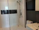 Modern bathroom with shower and fixtures