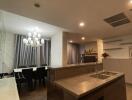 Modern kitchen with adjoining dining area