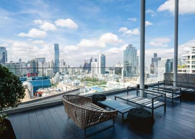 Spacious balcony with city view