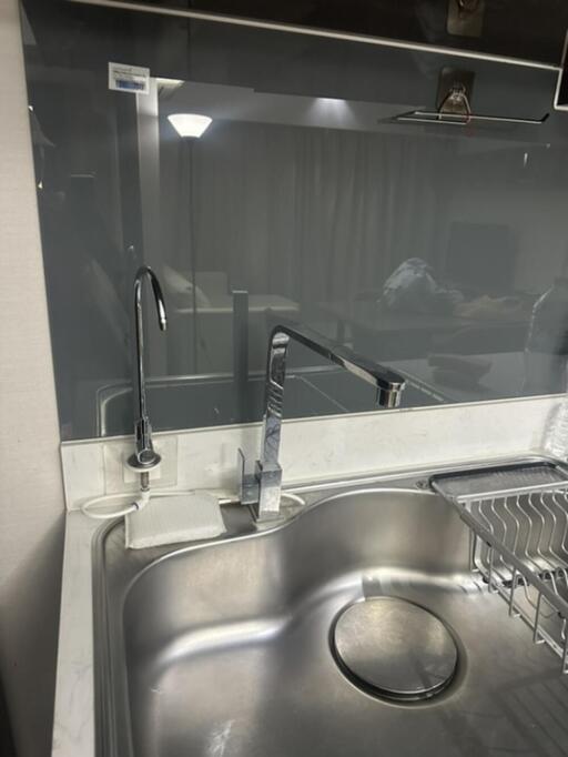 Modern kitchen sink with fixtures