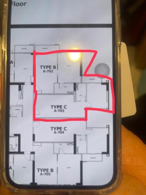 Floor plan displayed on a mobile phone