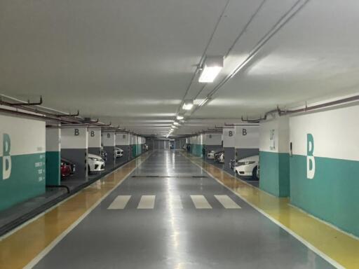 Spacious underground parking area