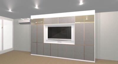 Living room with built-in TV unit