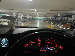 View from a car in a parking garage