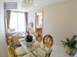 Dining area with a view of the living room and bedroom